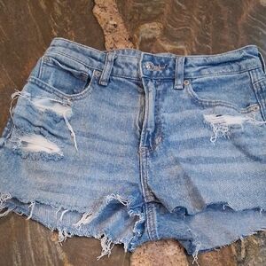 American Eagle Outfitters Light Blue Distressed Jean Shorts